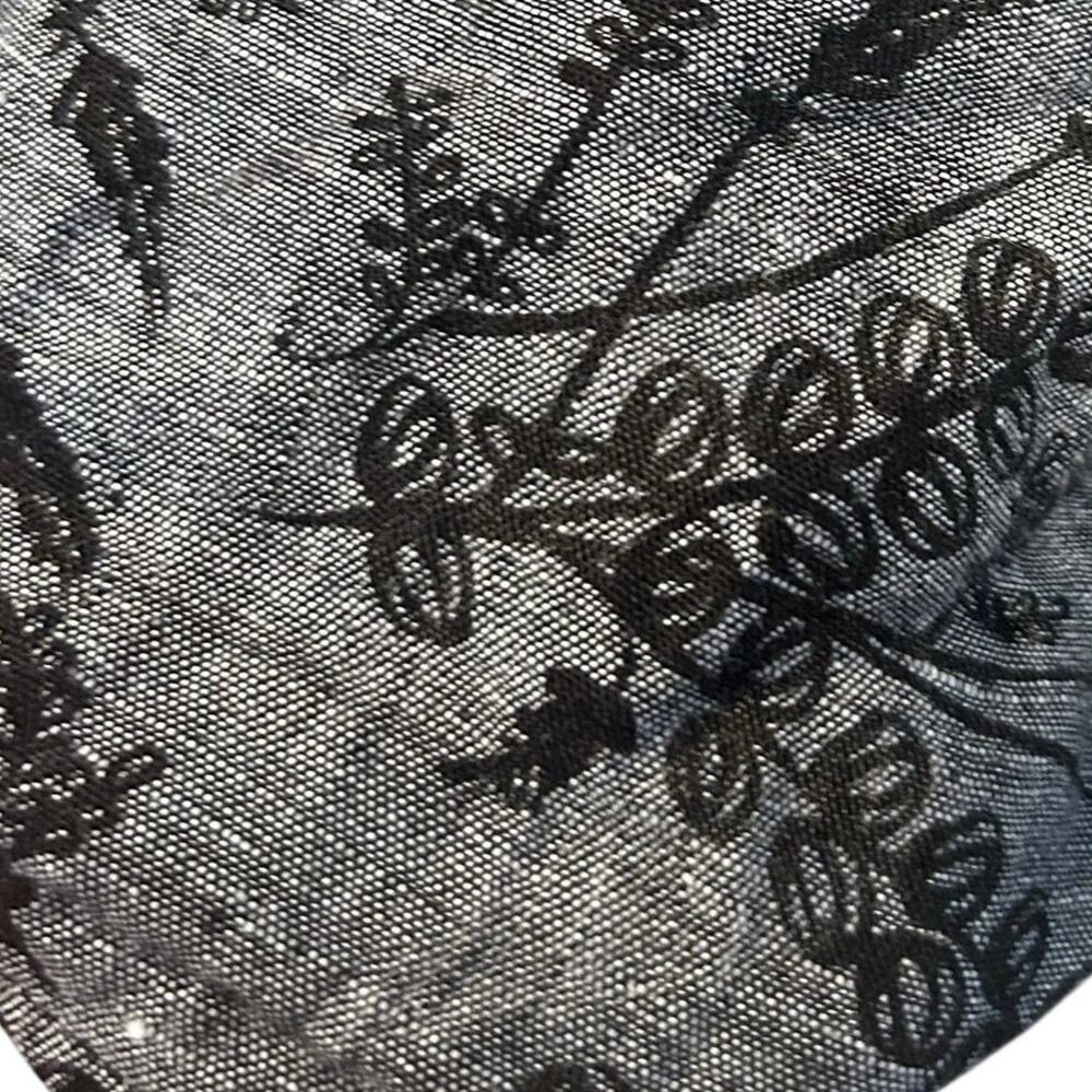 JM Collection Gray Linen Black Embroidered Floral Button Shirt Cottagecore 18W - Picture 13 of 16